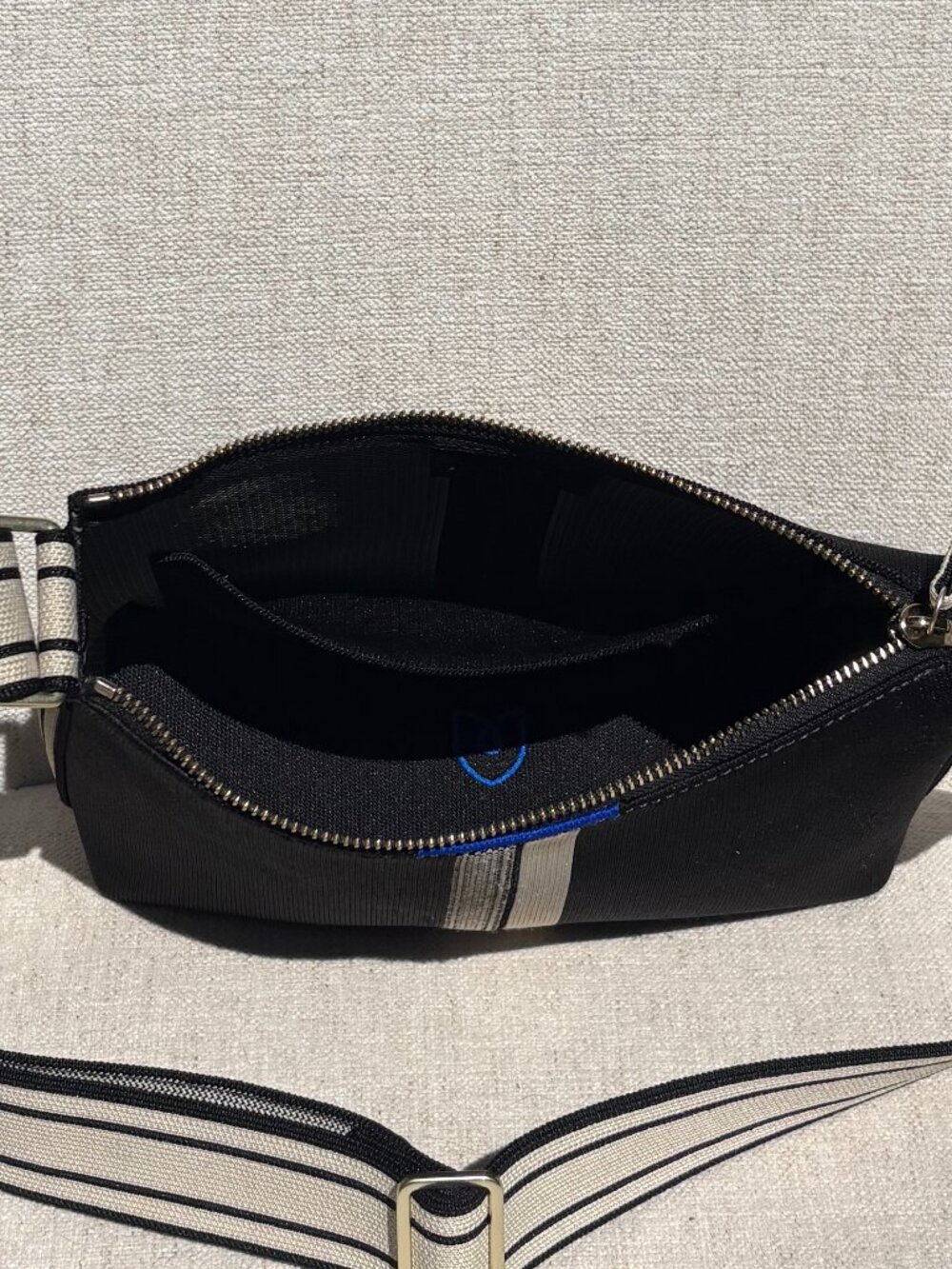 Rothy’s The Casual Crossbody Bag - Black & Ivory Stripe (Like New / Used Once) - Picture 9 of 11